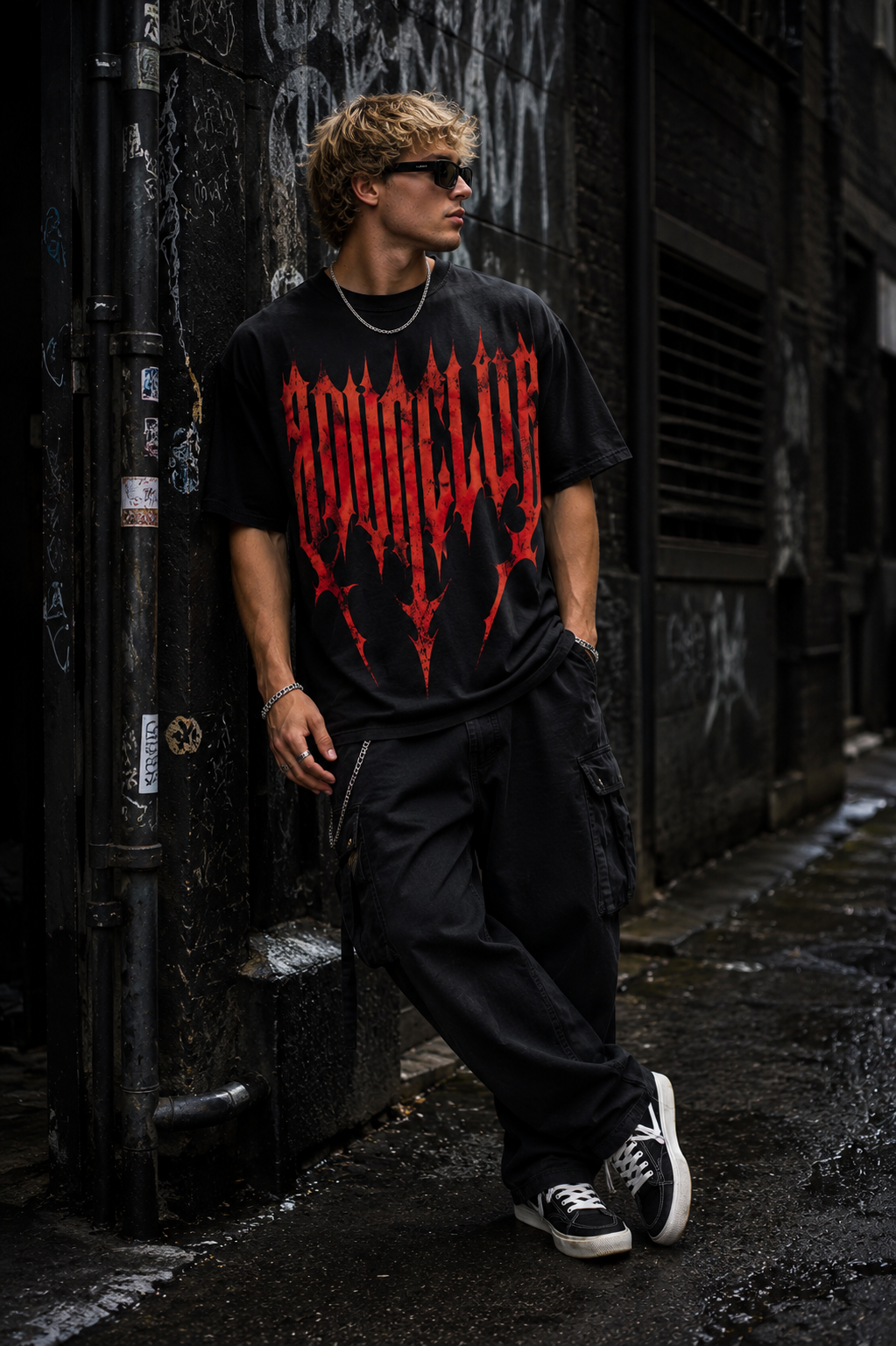POLERA NEGRA CON ROJO ADN DARK COLECTION