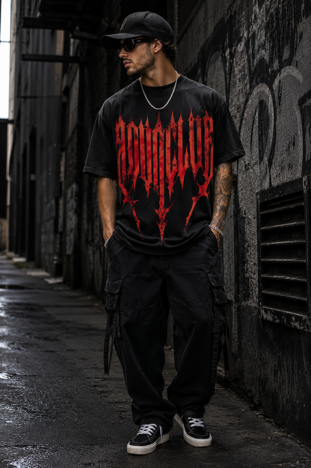 POLERA NEGRA CON ROJO ADN DARK COLECTION